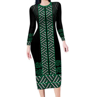Maori Taniko Patterns Family Matching Long Sleeve Bodycon Dress and Hawaiian Shirt Pounamu Niho Taniwha Mix Paatiki Motifs
