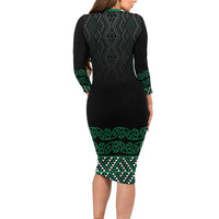 Maori Taniko Patterns Family Matching Long Sleeve Bodycon Dress and Hawaiian Shirt Pounamu Niho Taniwha Mix Paatiki Motifs