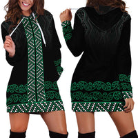 Maori Taniko Patterns Hoodie Dress Pounamu Niho Taniwha Mix Paatiki Motifs