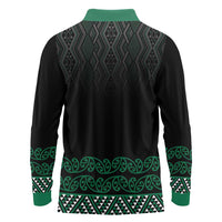 Maori Taniko Patterns Long Sleeve Polo Shirt Pounamu Niho Taniwha Mix Paatiki Motifs