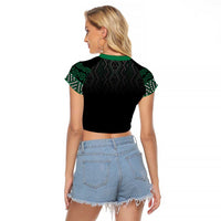 Maori Taniko Patterns Raglan Cropped T Shirt Pounamu Niho Taniwha Mix Paatiki Motifs LT7 - Polynesian Pride
