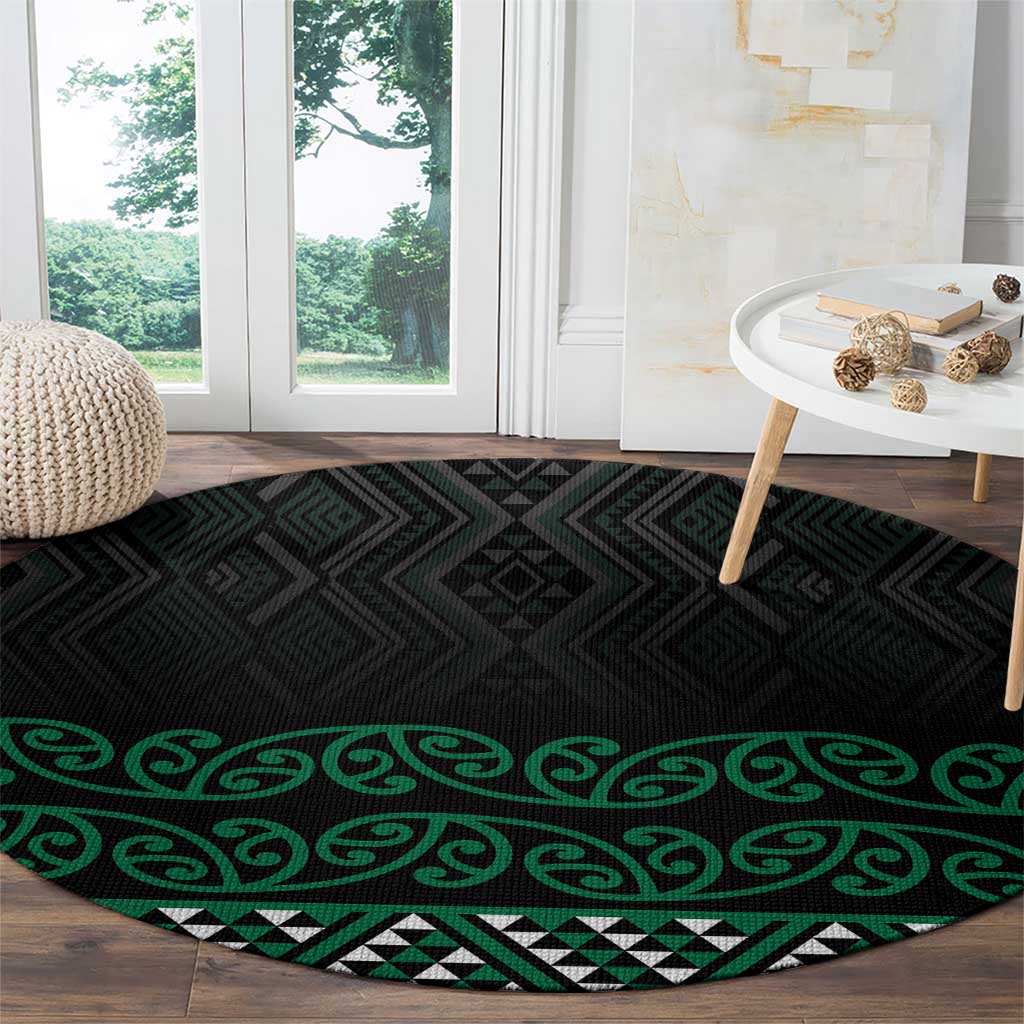 Maori Taniko Patterns Round Carpet Pounamu Niho Taniwha Mix Paatiki Motifs