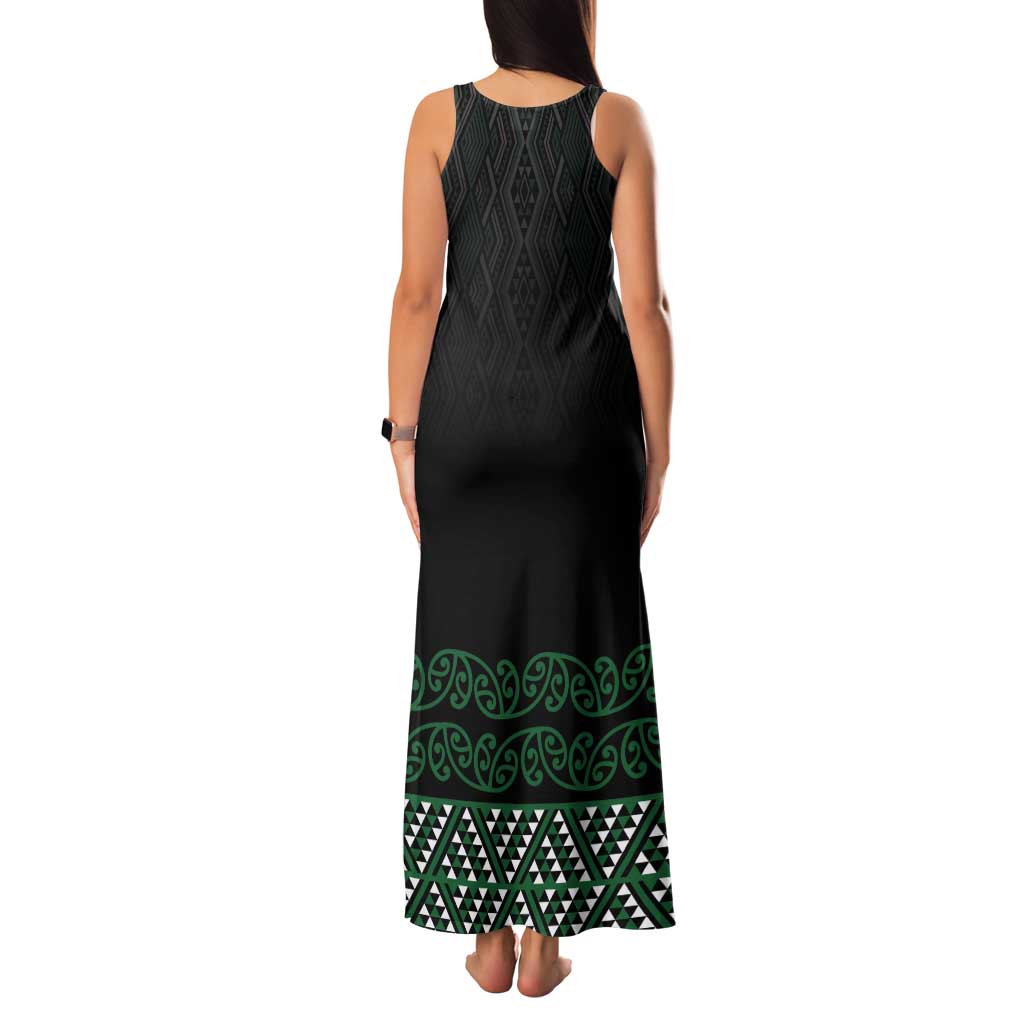 Maori Taniko Patterns Tank Maxi Dress Pounamu Niho Taniwha Mix Paatiki Motifs