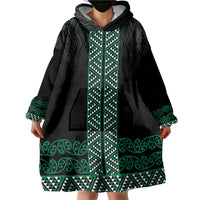 Maori Taniko Patterns Wearable Blanket Hoodie Pounamu Niho Taniwha Mix Paatiki Motifs