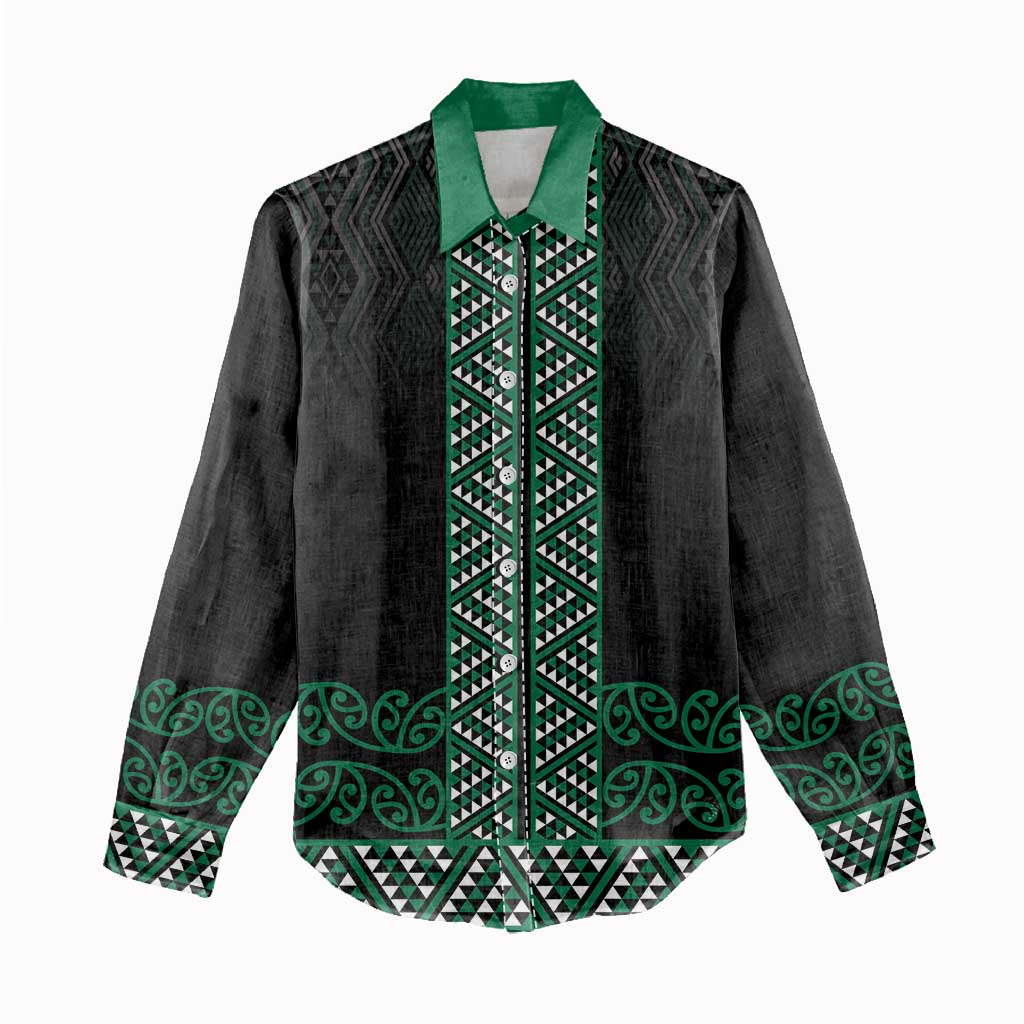 Maori Taniko Patterns Women Casual Shirt Pounamu Niho Taniwha Mix Paatiki Motifs