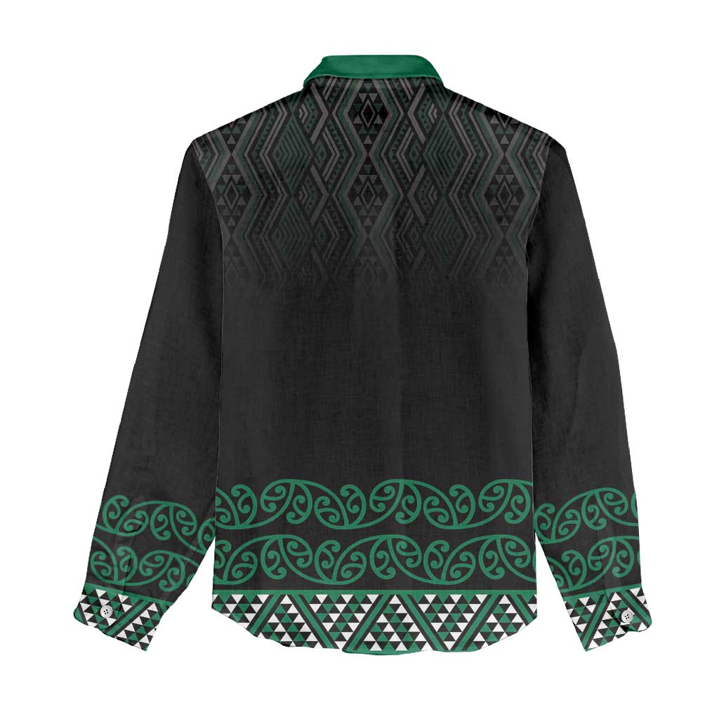 Maori Taniko Patterns Women Casual Shirt Pounamu Niho Taniwha Mix Paatiki Motifs