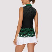 Maori Taniko Patterns Women Sleeveless Polo Shirt Pounamu Niho Taniwha Mix Paatiki Motifs
