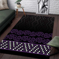 Maori Taniko Patterns Area Rug Purple Niho Taniwha Mix Paatiki Motifs