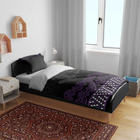 Maori Taniko Patterns Bedding Set Purple Niho Taniwha Mix Paatiki Motifs