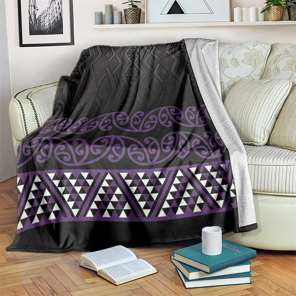 Maori Taniko Patterns Blanket Purple Niho Taniwha Mix Paatiki Motifs