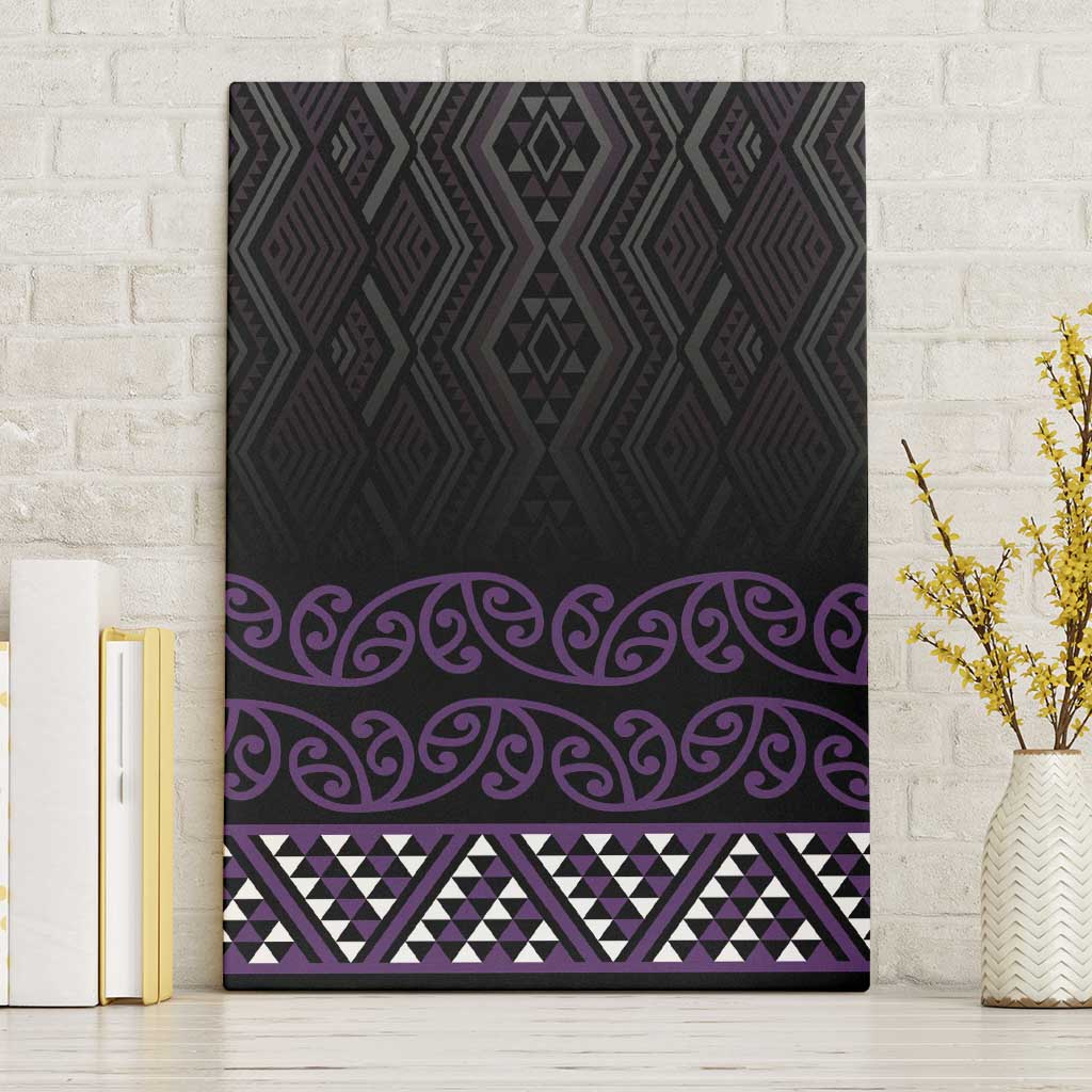 Maori Taniko Patterns Canvas Wall Art Purple Niho Taniwha Mix Paatiki Motifs