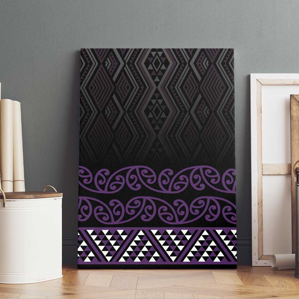 Maori Taniko Patterns Canvas Wall Art Purple Niho Taniwha Mix Paatiki Motifs