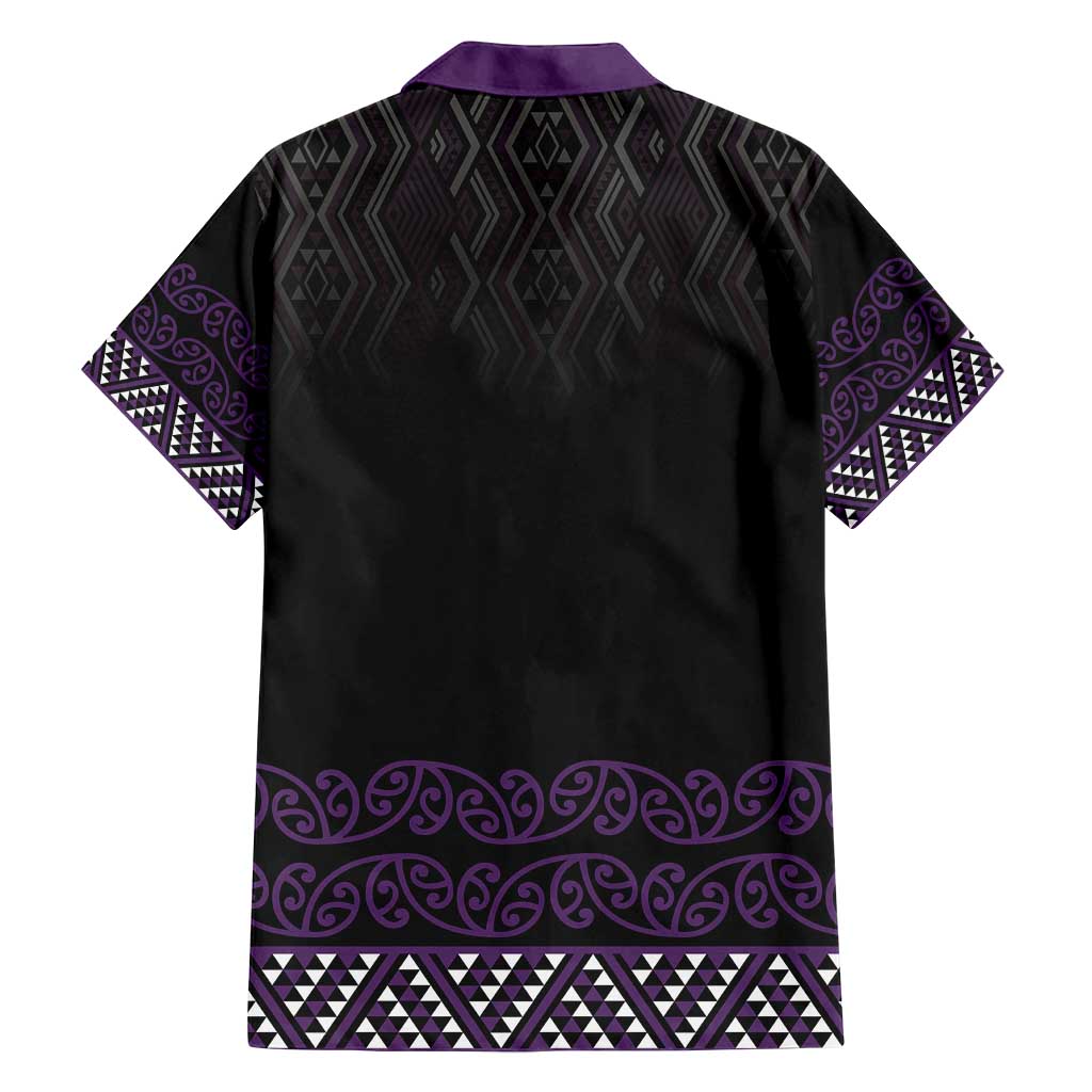 Maori Taniko Patterns Family Matching Long Sleeve Bodycon Dress and Hawaiian Shirt Purple Niho Taniwha Mix Paatiki Motifs