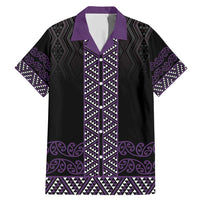 Maori Taniko Patterns Family Matching Mermaid Dress and Hawaiian Shirt Purple Niho Taniwha Mix Paatiki Motifs