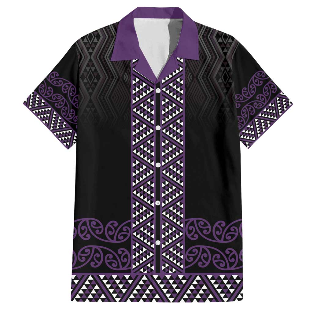 Maori Taniko Patterns Family Matching Puletasi and Hawaiian Shirt Purple Niho Taniwha Mix Paatiki Motifs