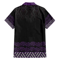 Maori Taniko Patterns Family Matching Summer Maxi Dress and Hawaiian Shirt Purple Niho Taniwha Mix Paatiki Motifs