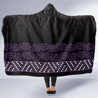Maori Taniko Patterns Hooded Blanket Purple Niho Taniwha Mix Paatiki Motifs LT7 One Size Purple - Polynesian Pride