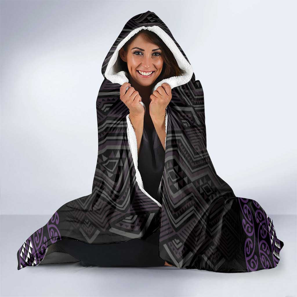 Maori Taniko Patterns Hooded Blanket Purple Niho Taniwha Mix Paatiki Motifs LT7 - Polynesian Pride