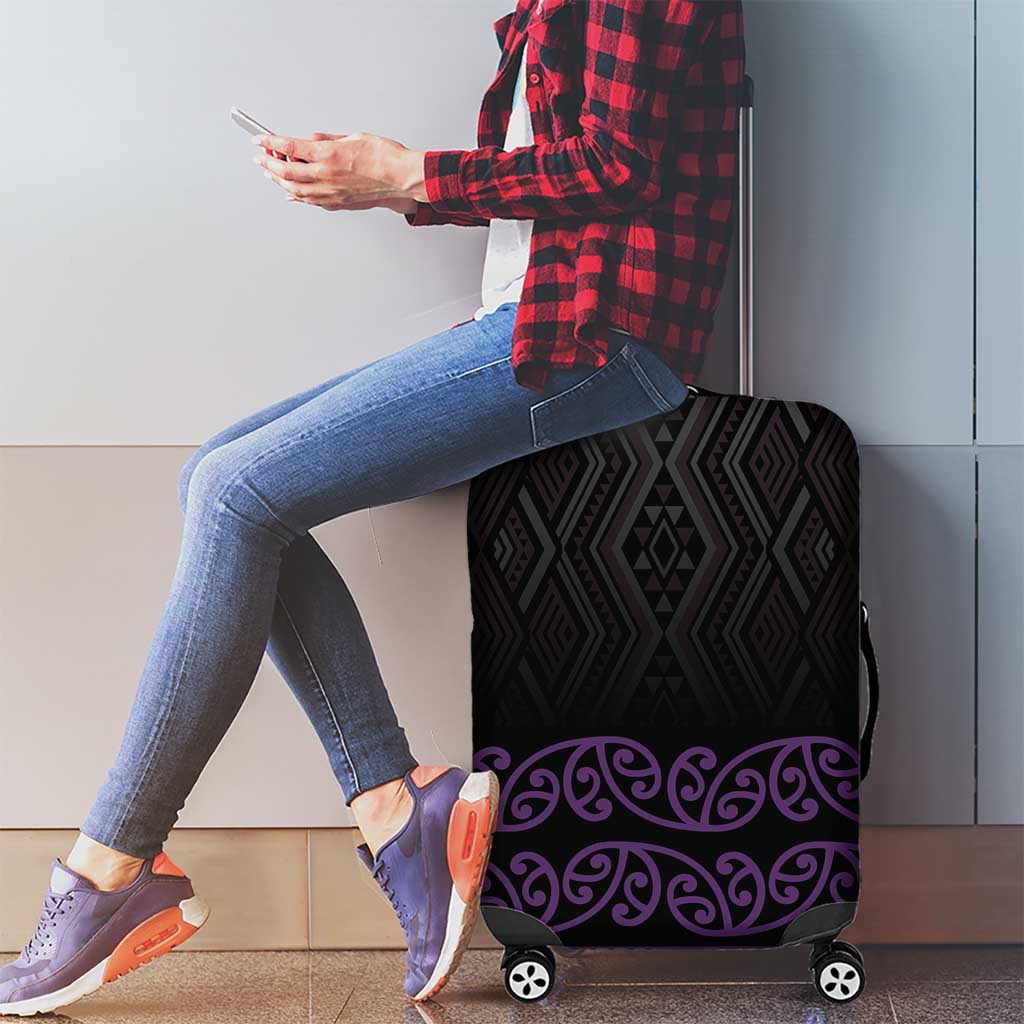 Maori Taniko Patterns Luggage Cover Purple Niho Taniwha Mix Paatiki Motifs