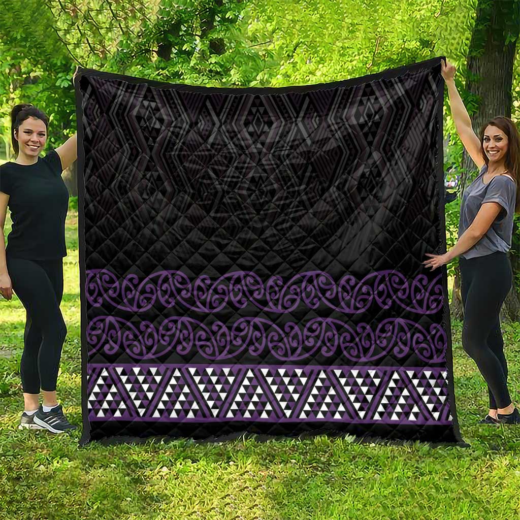Maori Taniko Patterns Quilt Purple Niho Taniwha Mix Paatiki Motifs