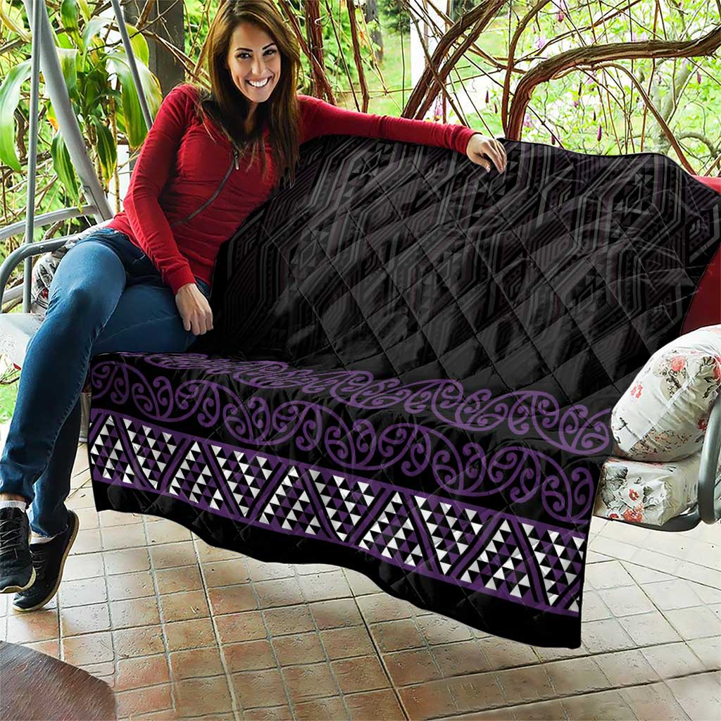 Maori Taniko Patterns Quilt Purple Niho Taniwha Mix Paatiki Motifs