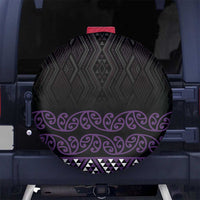 Maori Taniko Patterns Spare Tire Cover Purple Niho Taniwha Mix Paatiki Motifs