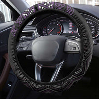 Maori Taniko Patterns Steering Wheel Cover Purple Niho Taniwha Mix Paatiki Motifs