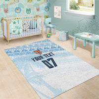 Fiji Rugby Custom Kaiviti Masi Area Rug Turquoise - Polynesian Pride