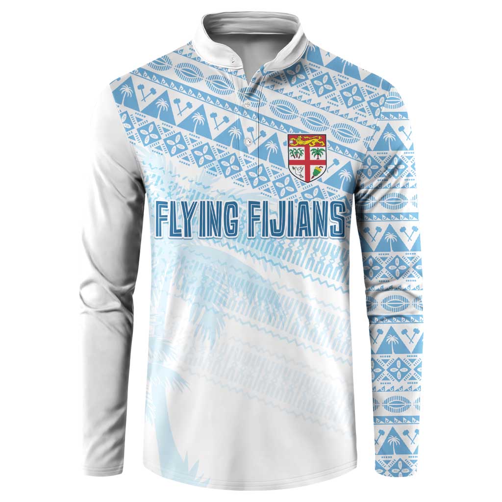Fiji Rugby Custom Kaiviti Masi Button Sweatshirt Turquoise - Polynesian Pride