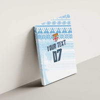 Fiji Rugby Custom Kaiviti Masi Canvas Wall Art Turquoise - Polynesian Pride