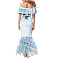 Fiji Rugby Custom Kaiviti Masi Family Matching Mermaid Dress and Hawaiian Shirt Turquoise - Polynesian Pride