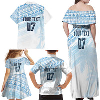 Fiji Rugby Custom Kaiviti Masi Family Matching Off Shoulder Maxi Dress and Hawaiian Shirt Turquoise - Polynesian Pride