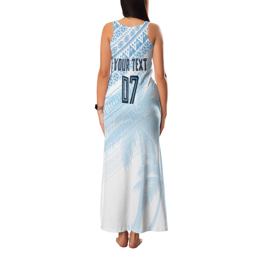 Fiji Rugby Custom Kaiviti Masi Family Matching Tank Maxi Dress and Hawaiian Shirt Turquoise - Polynesian Pride