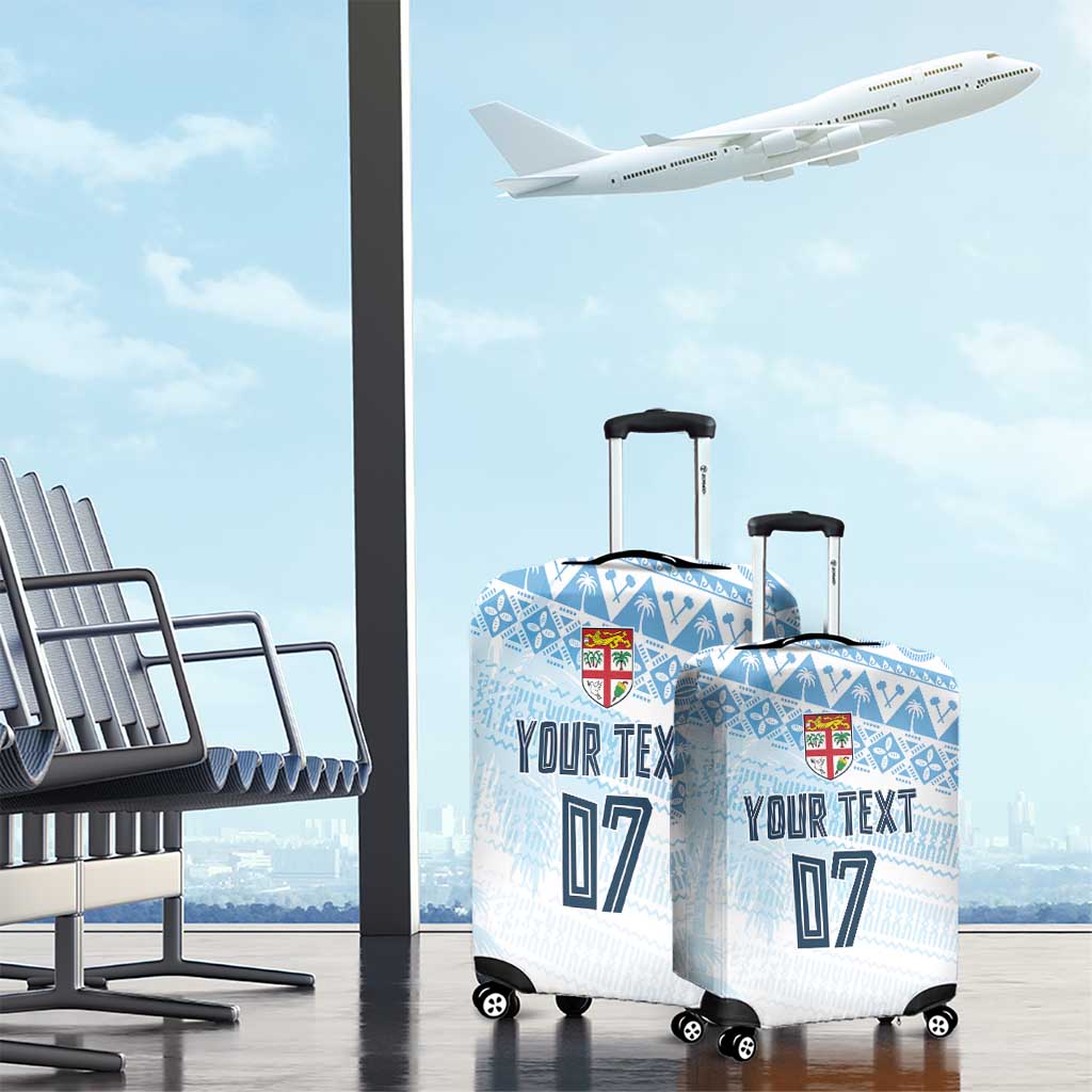 Fiji Rugby Custom Kaiviti Masi Luggage Cover Turquoise - Polynesian Pride