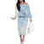 Fiji Rugby Custom Kaiviti Masi Off The Shoulder Long Sleeve Dress Turquoise - Polynesian Pride