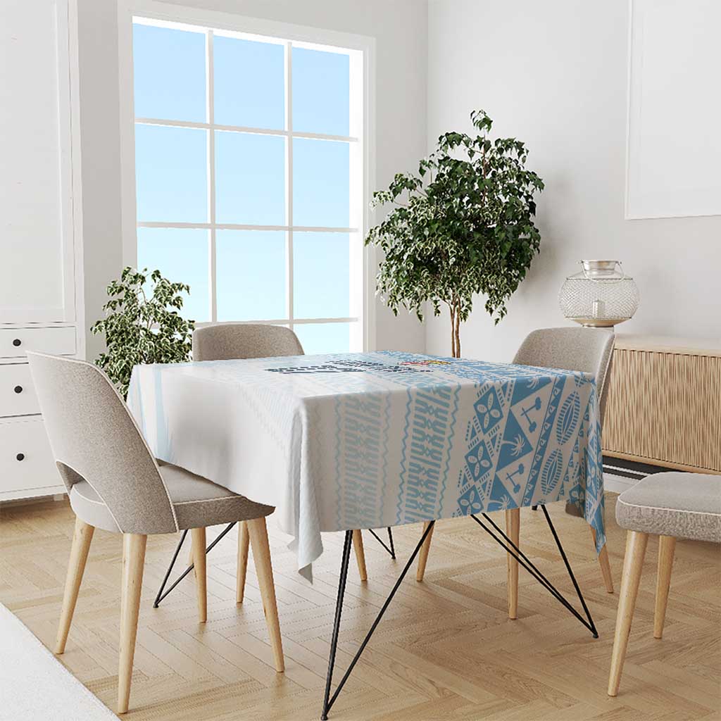 Fiji Rugby Custom Kaiviti Masi Tablecloth Turquoise - Polynesian Pride