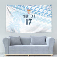 Fiji Rugby Custom Kaiviti Masi Tapestry Turquoise - Polynesian Pride