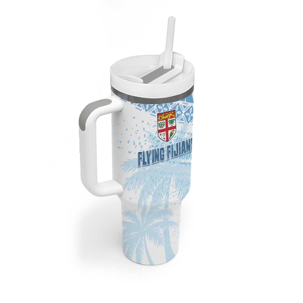 Fiji Rugby Custom Kaiviti Masi Tumbler With Handle Turquoise - Polynesian Pride