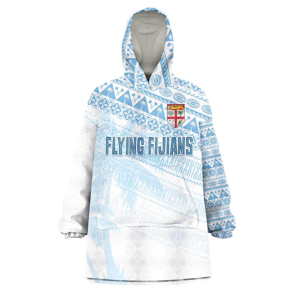 Fiji Rugby Custom Kaiviti Masi Wearable Blanket Hoodie Turquoise - Polynesian Pride