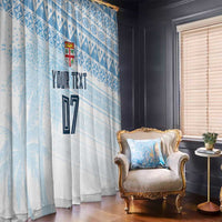 Fiji Rugby Custom Kaiviti Masi Window Curtain Turquoise - Polynesian Pride