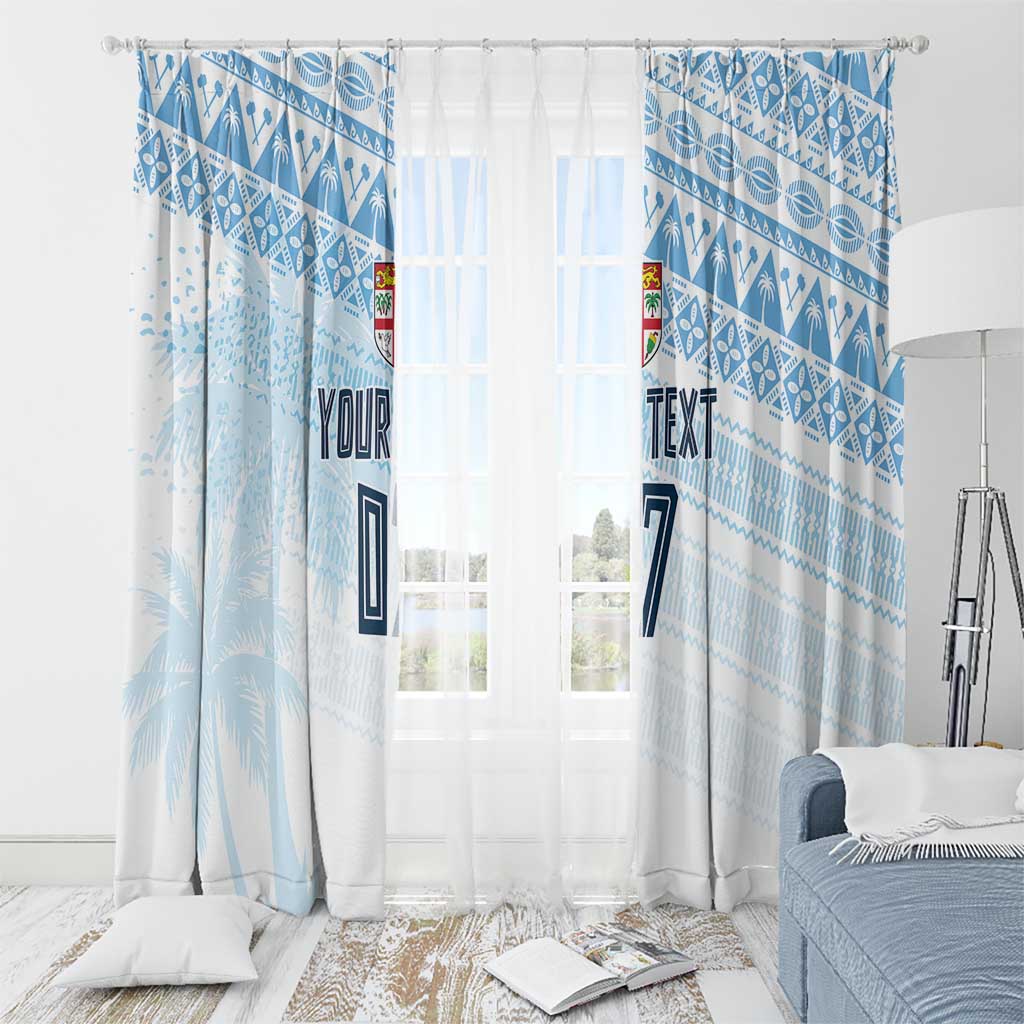 Fiji Rugby Custom Kaiviti Masi Window Curtain Turquoise - Polynesian Pride