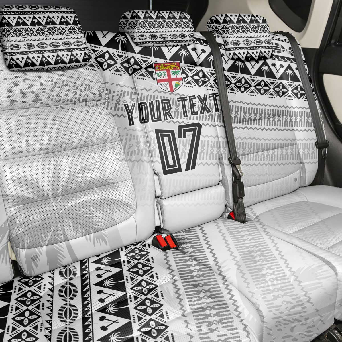 Fiji Rugby Custom Kaiviti Masi Back Car Seat Cover Black - Polynesian Pride