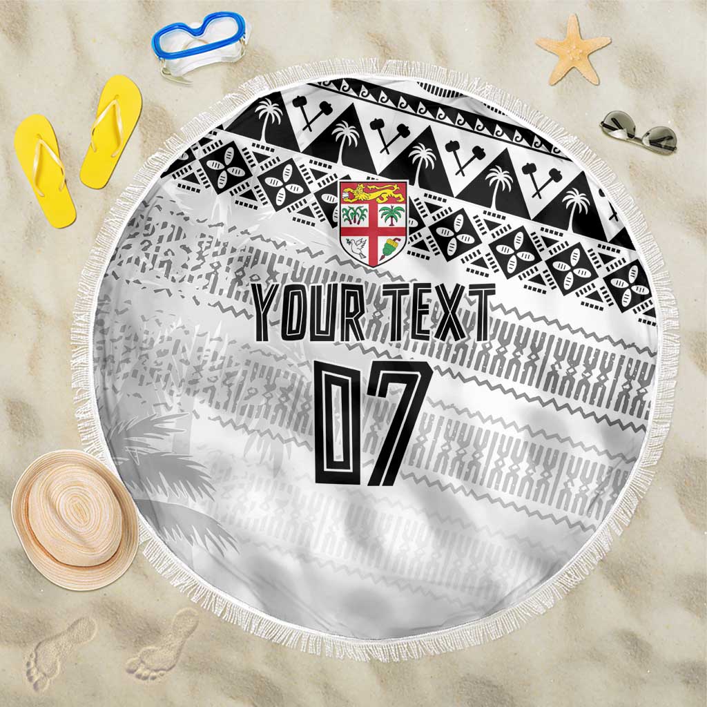 Fiji Rugby Custom Kaiviti Masi Beach Blanket Black - Polynesian Pride