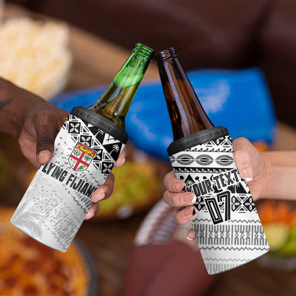 Fiji Rugby Custom Kaiviti Masi 4 in 1 Can Cooler Tumbler Black - Polynesian Pride