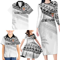 Fiji Rugby Custom Kaiviti Masi Family Matching Long Sleeve Bodycon Dress and Hawaiian Shirt Black - Polynesian Pride