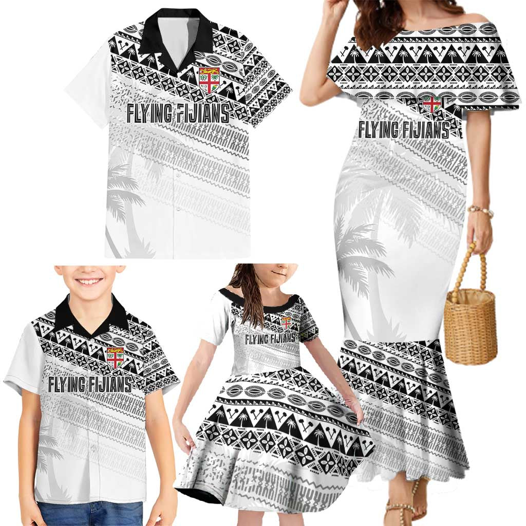 Fiji Rugby Custom Kaiviti Masi Family Matching Mermaid Dress and Hawaiian Shirt Black - Polynesian Pride