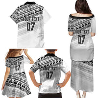 Fiji Rugby Custom Kaiviti Masi Family Matching Puletasi and Hawaiian Shirt Black - Polynesian Pride