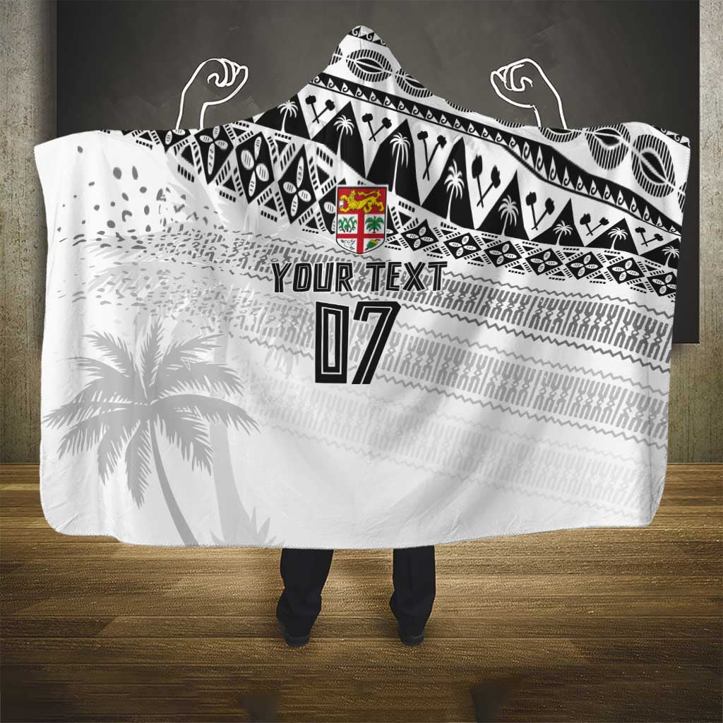 Fiji Rugby Custom Kaiviti Masi Hooded Blanket Black - Polynesian Pride