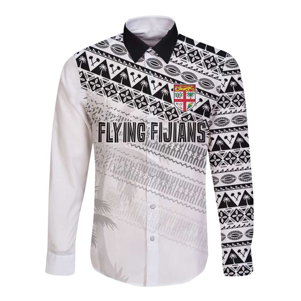 Fiji Rugby Custom Kaiviti Masi Long Sleeve Button Shirt Black - Polynesian Pride