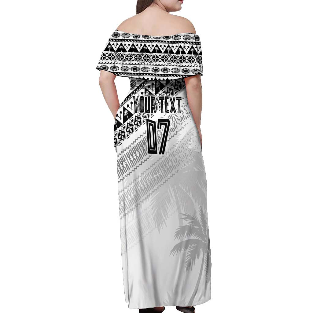 Fiji Rugby Custom Kaiviti Masi Off Shoulder Maxi Dress Black - Polynesian Pride
